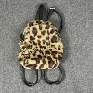Mini Leopard Print Backpack Small Animal Print Bag Man-Made Material